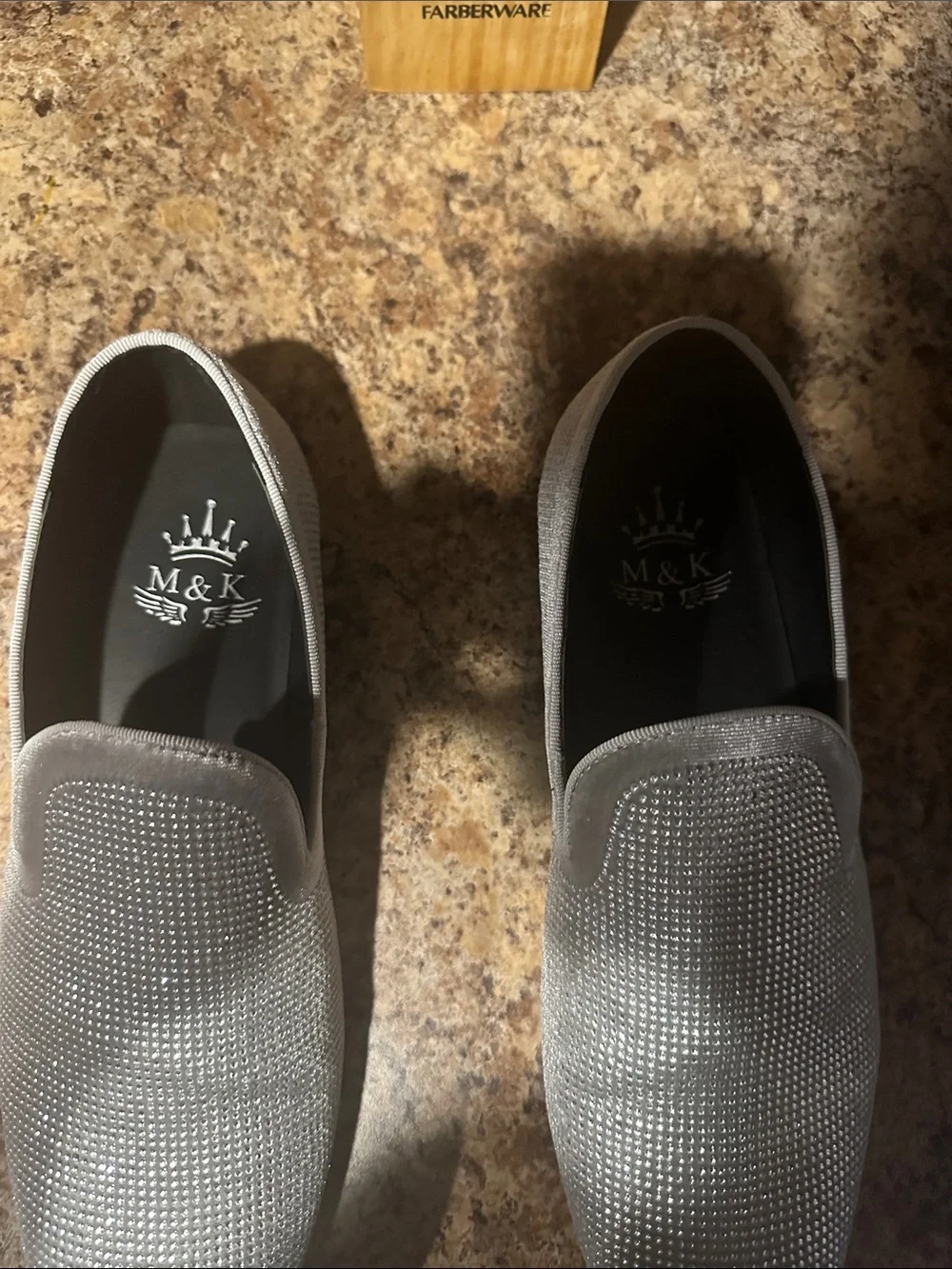 Men's Silver Crystal Embellished Slip-On Loafers